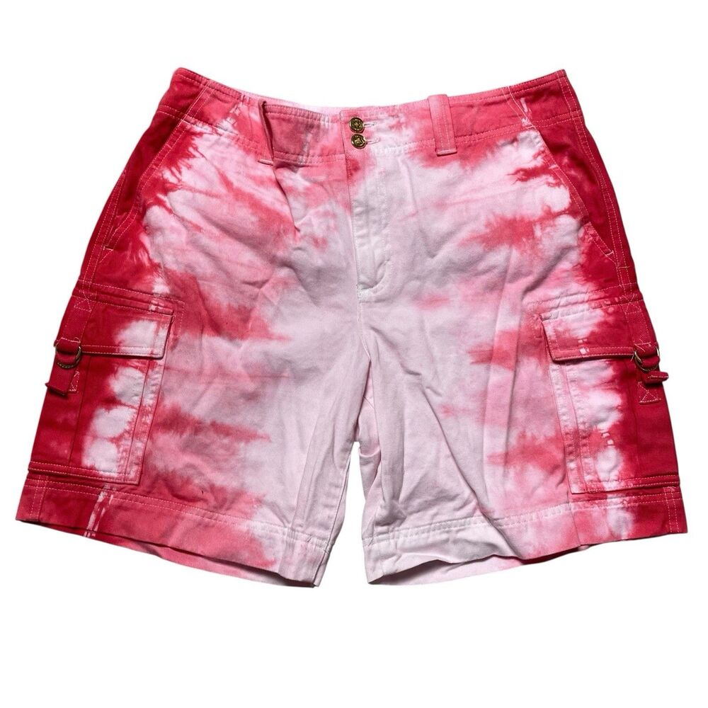 Tie Dye Lauren Ralph Lauren Sz 10 Cargo Shorts Red Pink White Distressed